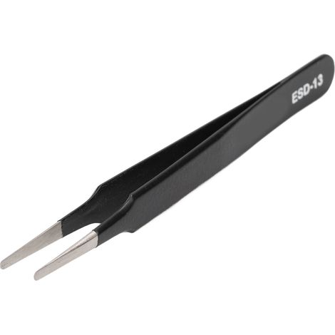 Pince à épiler antistatique VETUS ESD-13, pince à épiler en acier inoxydable, pince à épiler à pointe plate et trempée de précision pour les sourcils (1/5)
