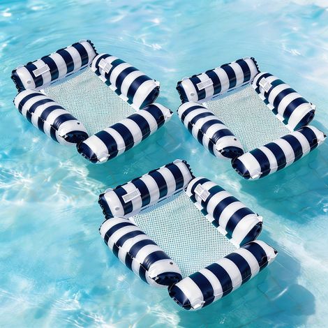 Aufblasbare Poolmatratze für Erwachsene mit Kühlnetz, 110 cm, faltbar und tragbar, gestreift, unverzichtbar für den Strandurlaub (1/5)