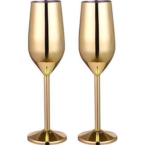 Flûtes à champagne, lot de 2, coupes à champagne incassables en acier inoxydable pour une utilisation intérieure et extérieure (1/4)