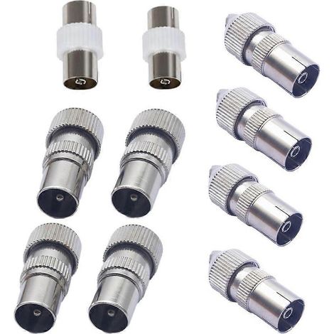 Lot de 10 adaptateurs d'antenne stables avec connecteurs pour antenne TV et coupleurs (1/4)