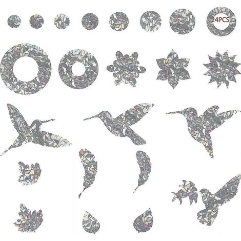 Autocollants oiseaux anti-collision pour vitres et portes vitrées, protection Silhouett, 24 pièces (1/5)