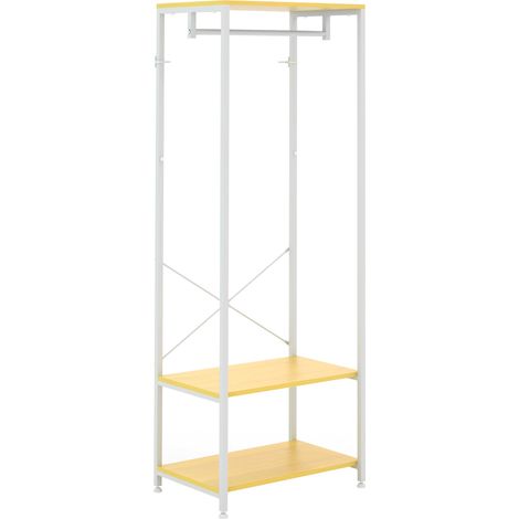 Porte-manteau avec étagère à chaussures, porte-manteau d'entrée avec tringle et 2 étagères de rangement, 60 x 40 x 167,5 cm, naturel