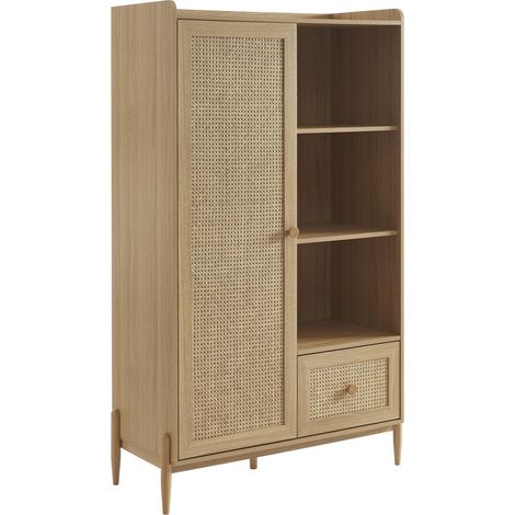 Armoire Effet Bois et cannage rotin 1 Porte et 1 tiroir (1/5)