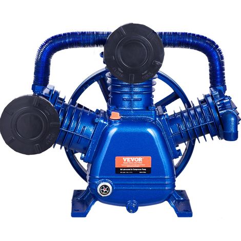 Tête de Pompe de Compresseur d'Air, 10 CV, Tête de Pompe à Piston Lubrifié à l'Huile 3 Cylindres, Débit 409 L/min 17,5 CFM à 90 PSI, en Fonte Type V 2 Étages avec Pression d'Air Maximale 185 PSI (1/5)