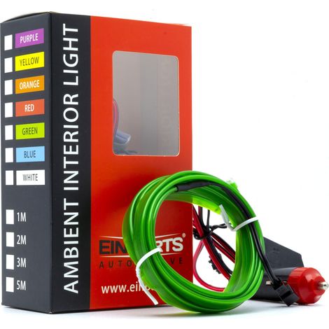 Luce ambientale a LED in fibra ottica per auto 12V verde 2 metri (1/4)