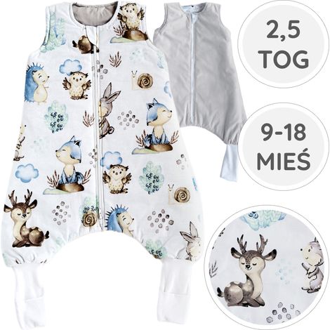 BabyU, Saco de dormir aislante con calcetines para las piernas, doble cremallera, 2.5 TOG, 9-18 meses