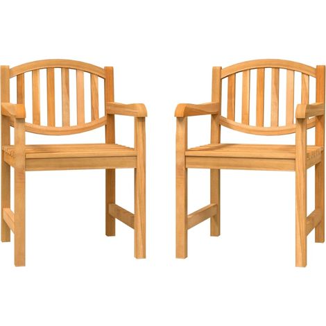 Garden Chair  Set of 2  Natural Teak  Solid Teak Wood  Standard vidaXL (1/5)