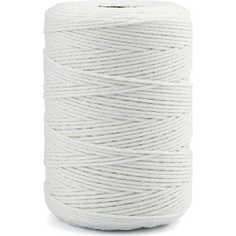 1 Rouleau Corde Macramé Coton 2mm x 200M Blanc Travaux Manuels Décoration Cuisine Emballage (1/5)
