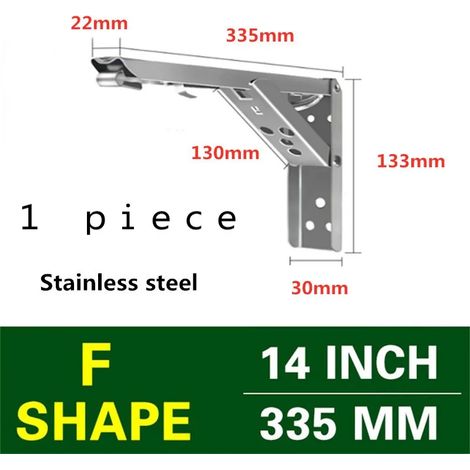 Support mural triangulaire pliable et réglable (acier inoxydable 35,5 cm) pour banc, table ou étagère. Quincaillerie de support robuste pour meubles. (1/5)