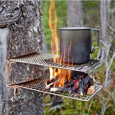 Camping en plein air Pot Rack Pique-Nique Grill Trekking Poêle Rack 304 Acier Inoxydable Barbecue Maille Simple Poêle À Bois Barbecue Rack (1/5)