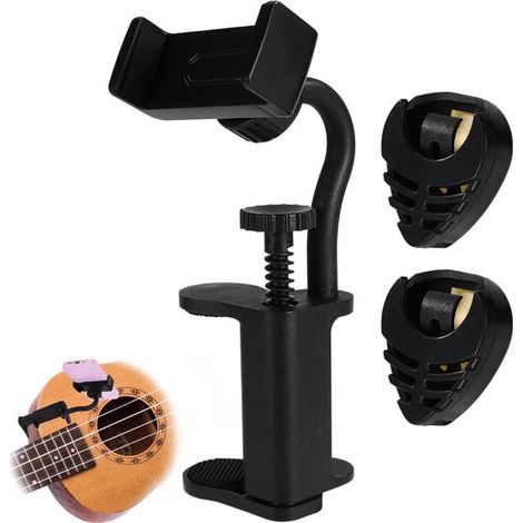 Supporto per chitarra/telefono - Rotazione regolabile a 360° - Include 2 clip per plettri (1/5)