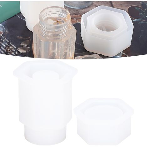 Sechseckige Form aus Kristall-Epoxidharz zur Flaschenaufbewahrung, DIY-Silikonform für einen Tischspiegel (1/5)
