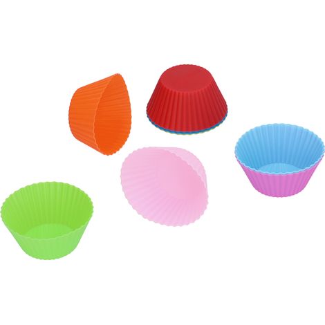 Ensemble de 8 moules à gâteaux ronds réutilisables en silicone de 7 cm de diamètre et résistants à la chaleur. (1/5)