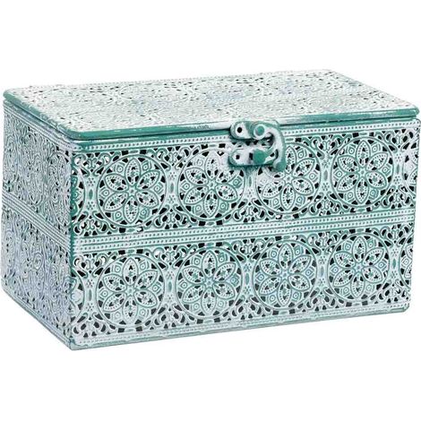 Caja de metal verde 20.5x12.5x11.5h cm