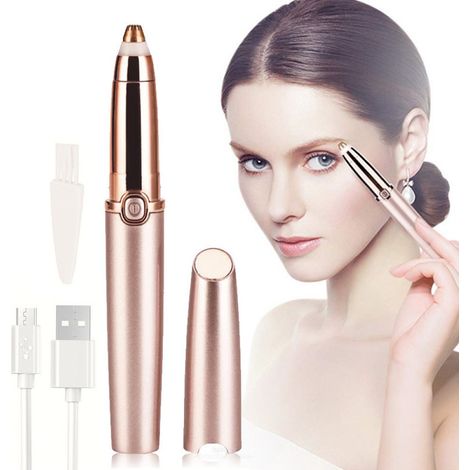 Epilateur Electrique Pour Sourcils - Tête Rotative Lavable - Lumière LED Intégrée - Portatif Compact - 1 Pièce (1/5)