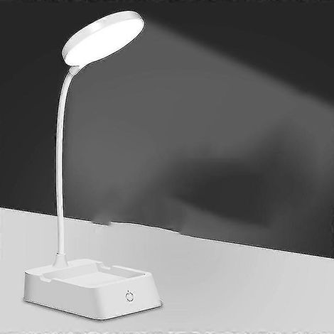 Lampe de bureau pour bureau à domicile, lampe de bureau LED avec porte-stylo et support pour téléphone, 3 modes d'éclairage de couleur, veilleuse de lecture pour protéger les yeux des étudiants et des