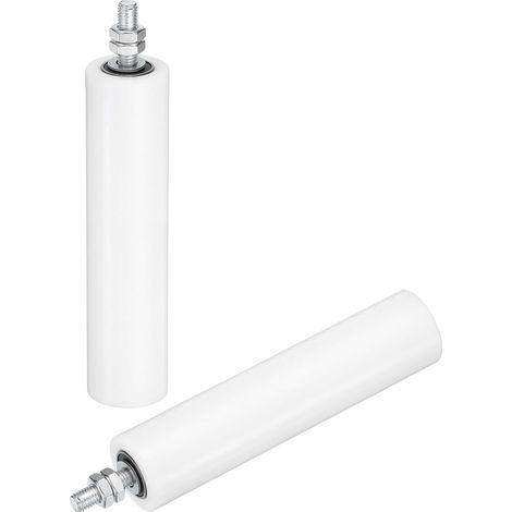2pcs Galet Guide pour Portail Coulissant 50x200mm, M12 Roulette Nylon Guide au Sol pour Porte Grange Coulissante, Roue Universel avec Roulement à Billes Scellé pour Portail, Blanc (1/5)