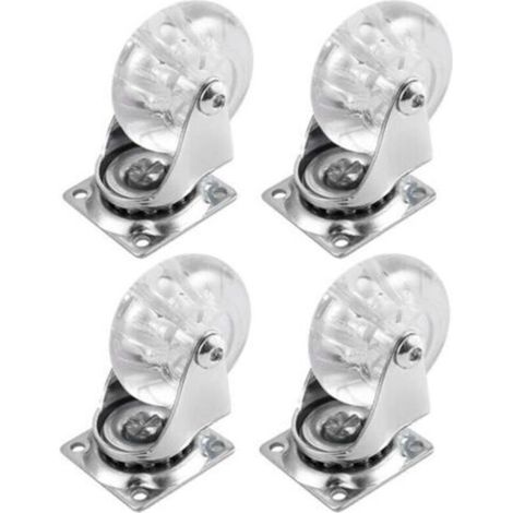 Set mit 4 Lenkrollen für Möbel, robuste 5 cm Rollen, transparente Polyurethan-Lenkrollen mit 360-Grad-Drehplatte für Schränke, Hocker und Bänke (1/5)