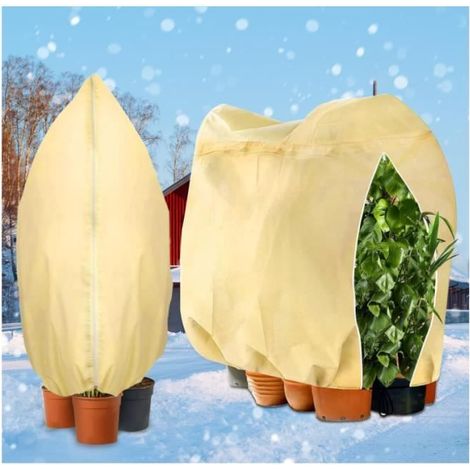 Protection hivernale pour plantes, 2 pièces 180 x 120 cm, housses de protection avec cordon de serrage. (1/4)