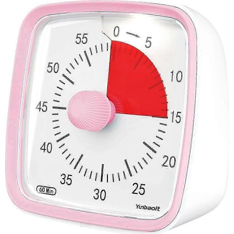 Minuteur visuel avec veilleuse - compte à rebours silencieux de 60 minutes, convient aux enfants, aux adultes et aux salles de classe (rose). (1/5)