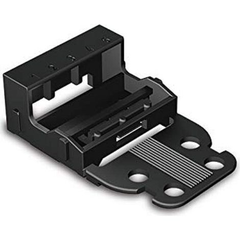 WAGO Adattatore di fissaggio 221-525/000-004  per morsetti a 5 conduttori, 4 mm², 10 pezzi, con base di bloccaggio, adatto per montaggio in piedi di morsetti di collegamento, nero