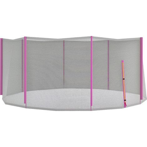 Filet de sécurité pour trampoline 8 poteaux avec entrée zippée, PE, Ø366 x 180 cm, noir et rose (1/5)