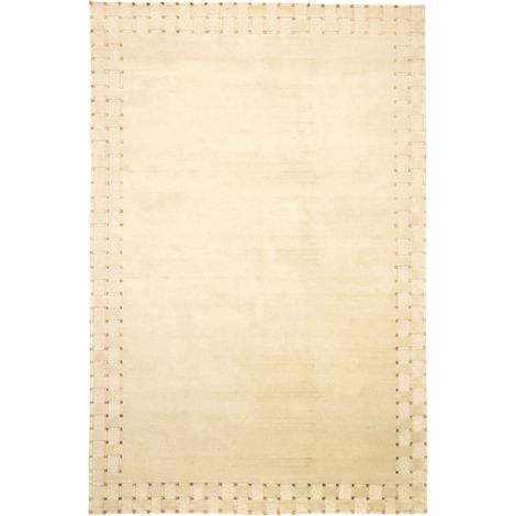 Tapis Népalais Welina - Tapis en laine - 150x90cm, Rectangular - 95% Laine vierge, 5% Soie - Noué main - Beige (1/5)