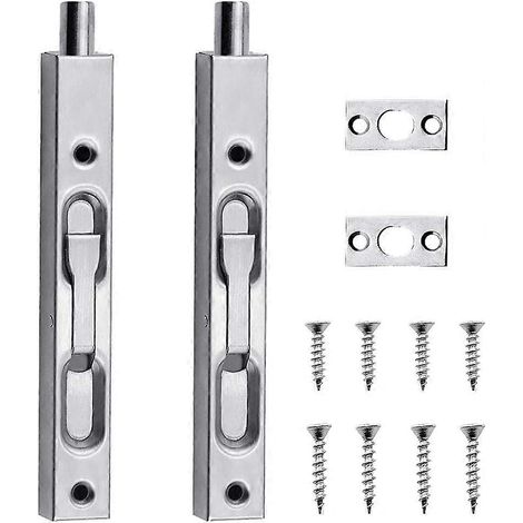 Loquet de porte encastré à poignée coulissante de 15 cm (6 pouces), verrou dissimulé avec vis, compatible avec portes, fenêtres et placards en bois (2 pièces). (1/5)