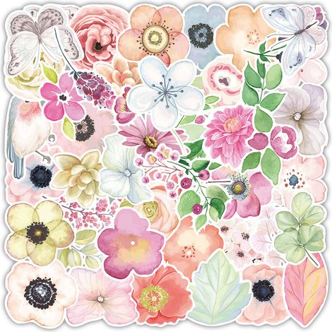 Autocollants Plantes - 100 Pièces Autocollants Étanches Vinyle PVC 4 x 8 cm - Pour Bouteilles, Ordinateurs, Téléphones, Voitures, Vélos, Valises - Idéal DIY Décoration Personnalisée (1/5)