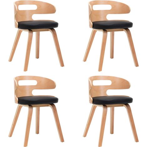 Maison Exclusive - Esszimmerstühle 4 Stk. Schwarz Bugholz und Kun (1/5)