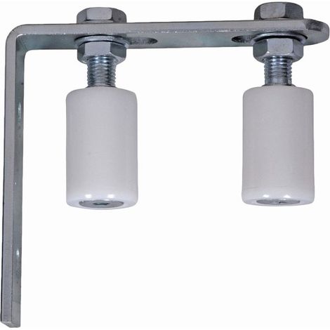 Deco Fer Forge – Patte de fixation d'angle réglable à visser – 2 olives de guidage nylon Ø40mm – Hauteur 150mm – Largeur 35mm – Pour portails coulissants