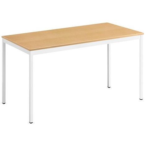 Table multi-usages hêtre L 140 x P 70 cm - Éco - piétement blanc - Maxiburo