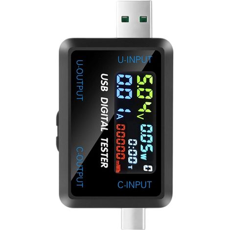 1 Multimètre USB Type-C, mesure tension courant capacité, test énergie 5-36 V, pour smartphone ordinateur portable (1/5)