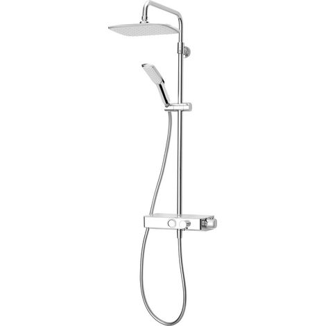 Triton Push Button Thermostatic Bar Mixer Shower Chrome + Riser Rail Hose Head (1/7)