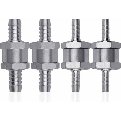 AIMOONSA 4 Pcs Clapet Anti-retour Gasoil en Alliage d\'aluminium, 6/8/10/12mm Clapet de Carburant avec Flche pour Essence Diesel Voiture Bateau Moto