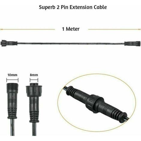 Verlängerungskabel, 10er-Pack, für LED-Einbaustrahler, IP67 wasserdicht, 1 m / 3,3 Fuß, 2-polig, mit Stecker und Buchse (1/5)