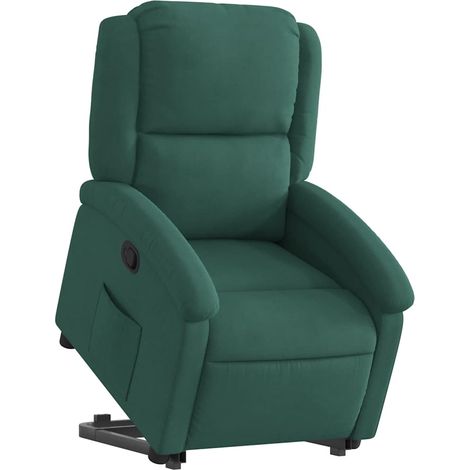 vidaXL Poltrona Alzapersona Reclinabile Verde Scuro in Velluto