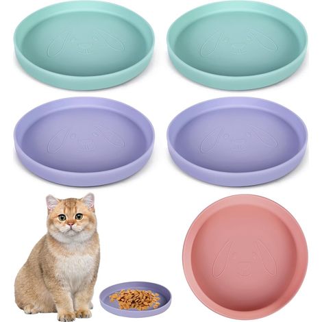 Lot de 5 gamelles pour chat - En silicone - Large et antidérapante - Pour nourriture sèche et humide (1/5)