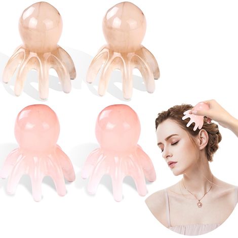 Massaggiatore a forma di polpo in 4 pezzi per cuoio capelluto e capelli, massaggio spa, dispositivo di agopressione manuale con 8 snodi flessibili (1/5)