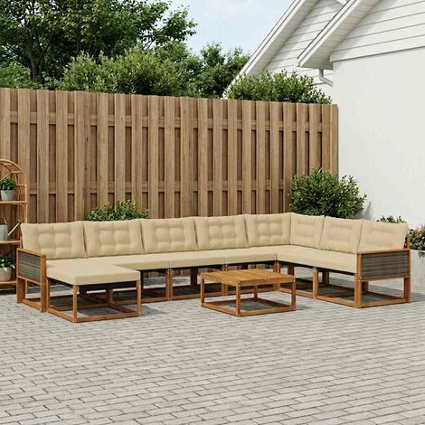 vidaXL Outdoor-Sofagarnitur 9 pcs Natur und Beige Massivholz Akazie (1/5)