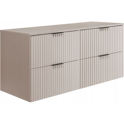 Rodan Waschbeckenunterschrank 120 cm, Beige Matt Cashmere, 46 x 120 x 57 cm, mit beiger Waschtischplatte, feuchtraumgeeignet