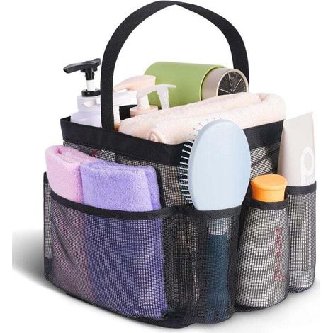 Panier de douche portable en maille pour dortoir universitaire avec 8 poches de grande capacité, sac de douche pour la plage, la natation, la salle de sport