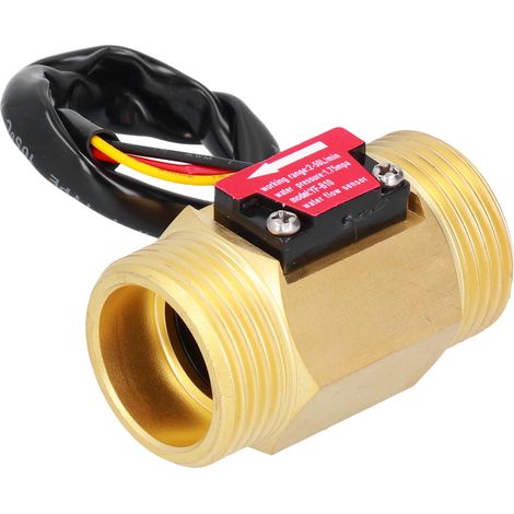 Capteur de Débit pour Piscine en Laiton 1.3", Débitmètre avec Raccord Fileté Mâle
