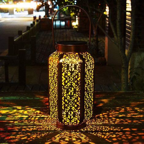 Lampe solaire LED en métal pour jardin, décoration nocturne extérieure pour terrasse, cour, éclairage de table (1/5)