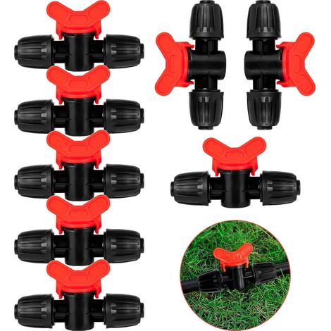 pièces - Accessoires d'irrigation Vanne d'irrigation anti-goutte - Vanne marche/arrêt à ardillon verrouillable - Raccordement tuyau 8/12 mm - 9,5 × 5,7 cm - Noir (1/5)