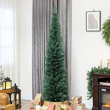 Árbol de Navidad Estrecho 210 cm con 401 Ramas Soporte Metálico Fácil de Montar para Interior Verde (1/5)