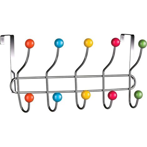TrAdE Shop Traesio - Appendiabiti Da Porta Con 10 Ganci E Pomelli Multicolore Gancio Dietro Porta - (1/3)