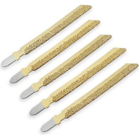 Diamond jigsaw blades for granite, marble, tiles, bricks, and plastic. 5-piece set, 4-inch/100 mm. High-quality, professional-grade, vacuum-welded cutting blade. (1/5)