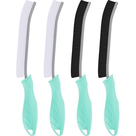 4 - Brosse Joints - Brosse Toilettes - Nettoyage Interstices - Poils Durs Acier Inoxydable - Pour Salle De Bain Cuisine Fenetres - Menthe - 25cm