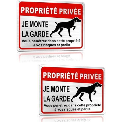 2 Pcs Panneau Attention au Chien Vigilant, Plaque Signalétique pour Propriété Privée, 25 x 18 cm Indicateur de Sécurité pour Maison et Local Professionnel (1/5)
